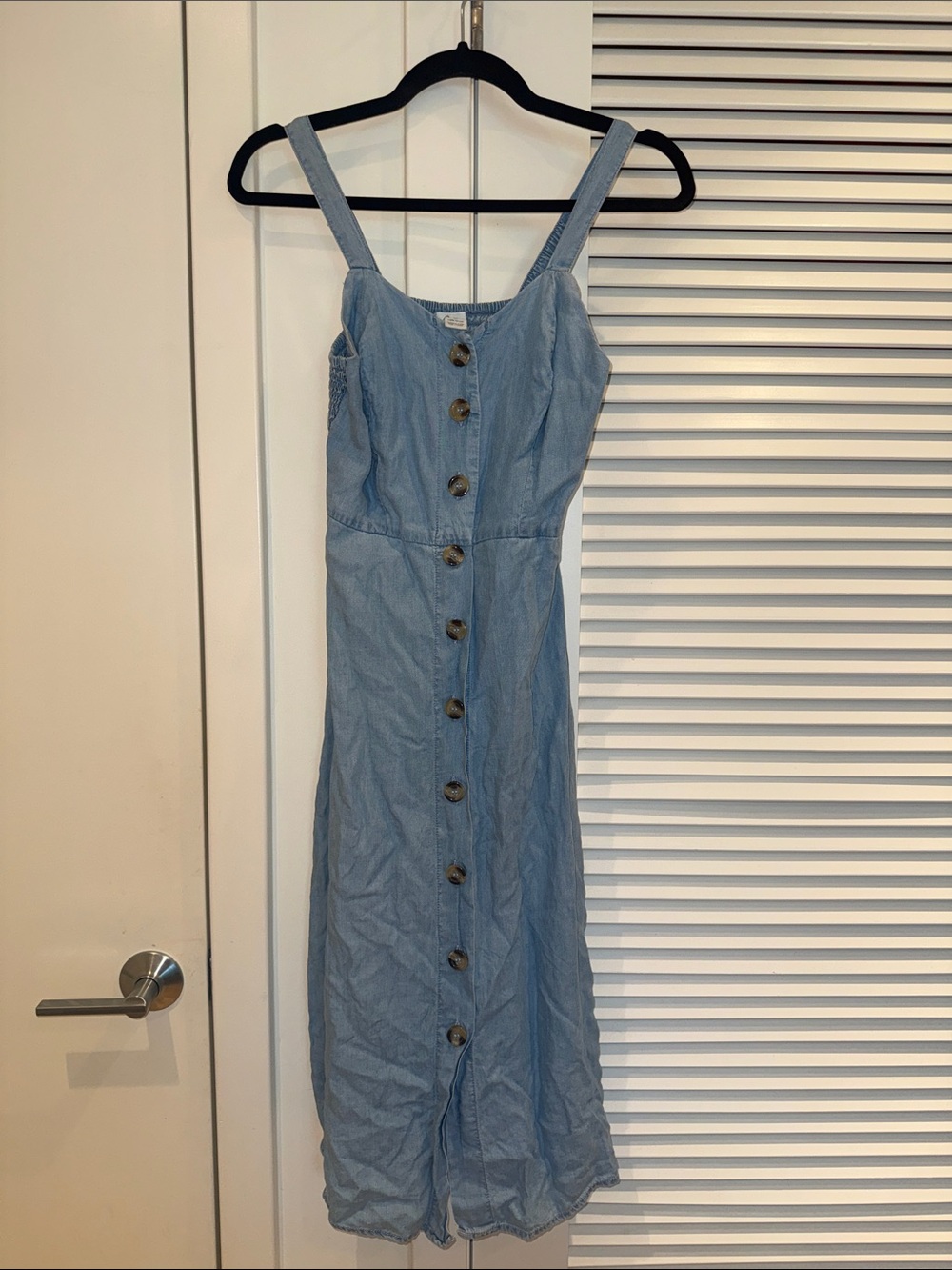 Japna Light Blue Button-Front Midi Dress